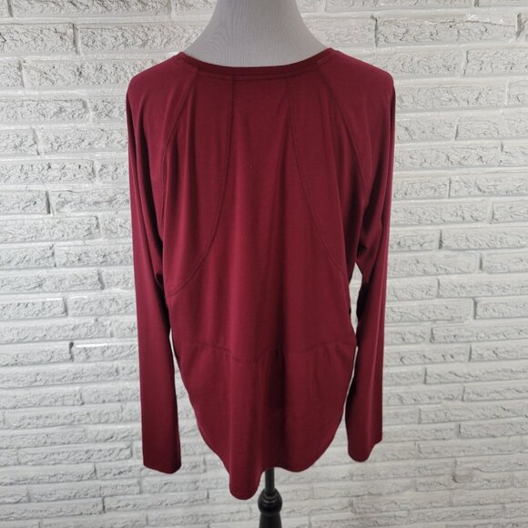 Tek Gear Womens Top XL Tee Essential Long Sleeve Maroon Red Comfy RED53E - Picture 5 of 7